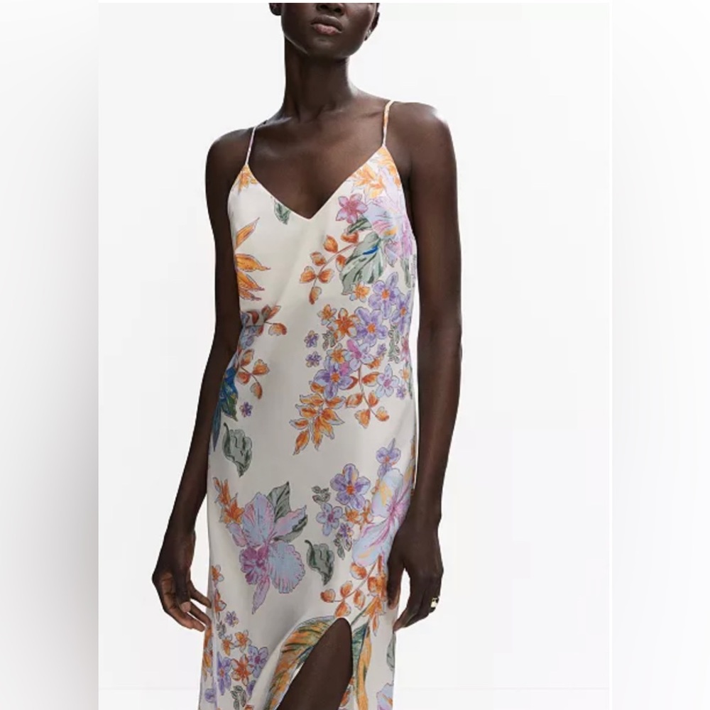Mango side-slit satin dress